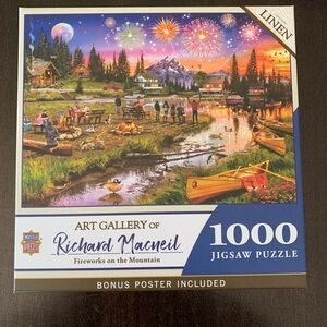 Richard Macneil Fireworks on the Mountain 1000-Piece Jigsaw Puzzle (Blue/Orange)